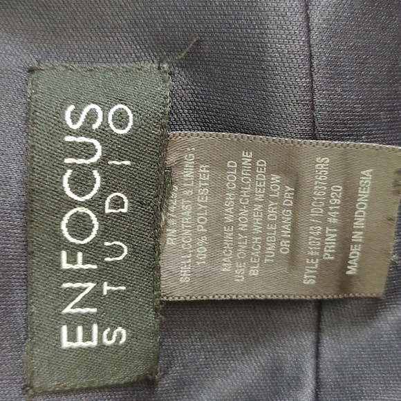 Enfocus Studio Chiffon Navy Blue Red White Paisley Print V-Neck Dress Sz 4 / S - Picture 7 of 15